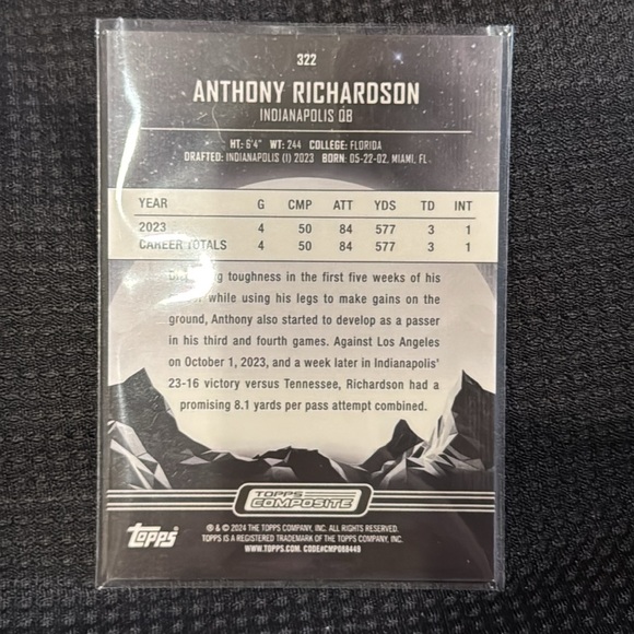 🔥 2024 Anthony Richardson Topps Chrome Hologram Midnight rookie - Picture 3 of 3